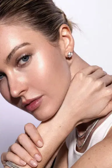 WITH LOVE TRAVEL Lab-Grown Diamond Old Mine Prong Stud Earrings - 6ct - White Gold | Thumbnail 2 WITH LOVE TRAVEL Lab-Grown Diamond Old Mine Prong Stud Earrings - 6ct - White Gold | Thumbnail 2