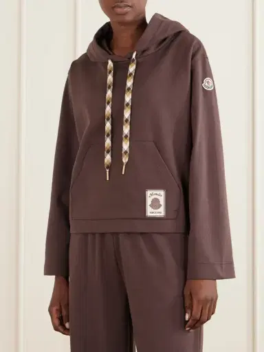 Moncler Logo-appliquéd Cotton-blend Hoodie | Thumbnail 3 Moncler Logo-appliquéd Cotton-blend Hoodie | Thumbnail 3