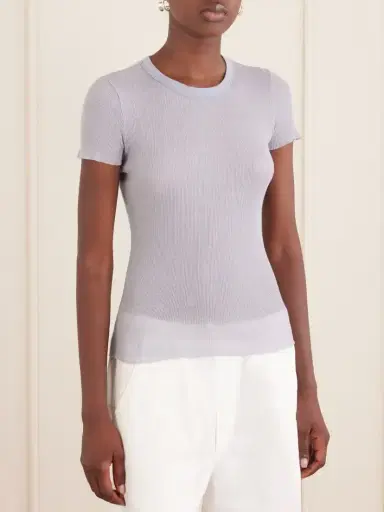 James Perse Ribbed Cotton And Cashmere-blend T-shirt | Thumbnail 3 James Perse Ribbed Cotton And Cashmere-blend T-shirt | Thumbnail 3