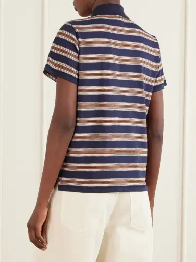 Moncler Logo-appliquéd Striped Cotton Polo Shirt | Thumbnail 3 Moncler Logo-appliquéd Striped Cotton Polo Shirt | Thumbnail 3