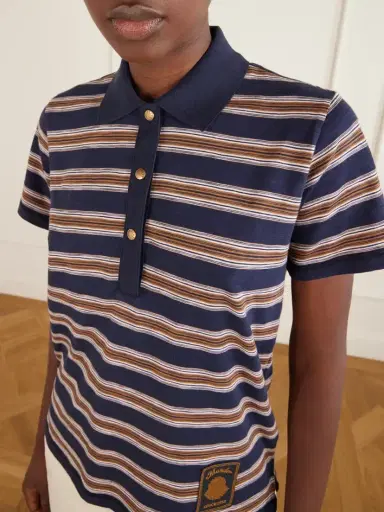 Moncler Logo-appliquéd Striped Cotton Polo Shirt | Thumbnail 4 Moncler Logo-appliquéd Striped Cotton Polo Shirt | Thumbnail 4