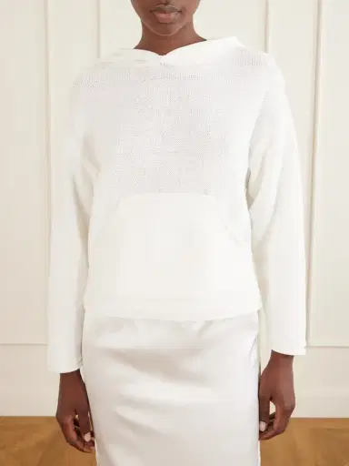 LESET Mae Open-knit Cotton-blend Hoodie | Thumbnail 3 LESET Mae Open-knit Cotton-blend Hoodie | Thumbnail 3