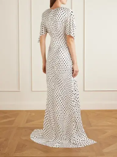 Stella McCartney Asymmetric Polka-dot Satin Midi Dress | Thumbnail 3 Stella McCartney Asymmetric Polka-dot Satin Midi Dress | Thumbnail 3