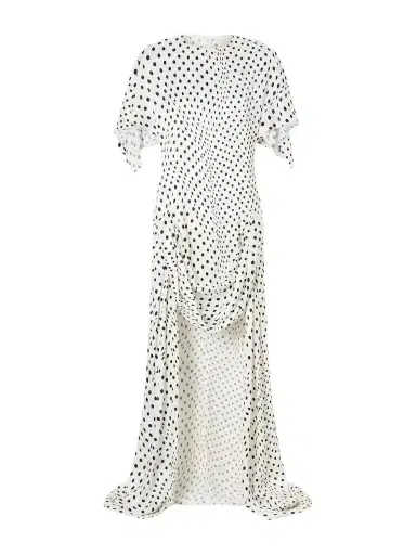 Stella McCartney Asymmetric Polka-dot Satin Midi Dress | Thumbnail 1 Stella McCartney Asymmetric Polka-dot Satin Midi Dress | Thumbnail 1