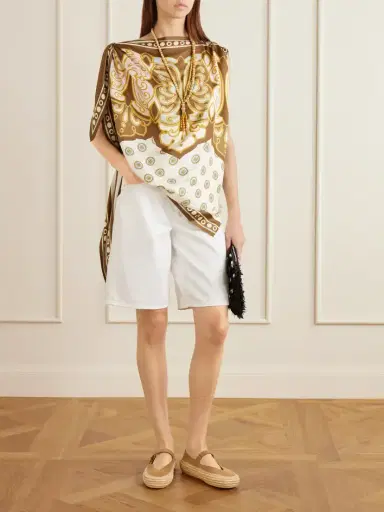La DoubleJ Asymmetric Knotted Printed Silk-satin Blouse | Thumbnail 2 La DoubleJ Asymmetric Knotted Printed Silk-satin Blouse | Thumbnail 2