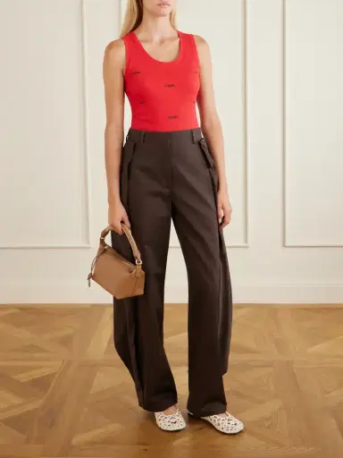 Loewe Tiered Cotton And Silk-blend Gabardine Wide-leg Pants | Thumbnail 2 Loewe Tiered Cotton And Silk-blend Gabardine Wide-leg Pants | Thumbnail 2