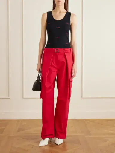 Loewe Belted Pleated Cotton And Silk-blend-gabardine Cargo Pants | Thumbnail 2 Loewe Belted Pleated Cotton And Silk-blend-gabardine Cargo Pants | Thumbnail 2