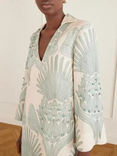 ANDRES OTALORA Aziza Mia Embellished Printed Linen Mini Dress | Thumbnail 4 ANDRES OTALORA Aziza Mia Embellished Printed Linen Mini Dress | Thumbnail 4