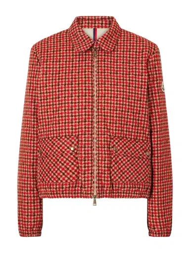 Moncler Lanset Logo-appliquéd Checked Cotton Down Jacket | Thumbnail 1 Moncler Lanset Logo-appliquéd Checked Cotton Down Jacket | Thumbnail 1
