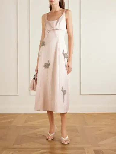 Erdem Embroidered Satin Midi Dress | Thumbnail 2 Erdem Embroidered Satin Midi Dress | Thumbnail 2
