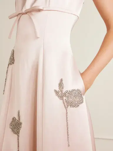 Erdem Embroidered Satin Midi Dress | Thumbnail 4 Erdem Embroidered Satin Midi Dress | Thumbnail 4