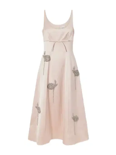 Erdem Embroidered Satin Midi Dress | Thumbnail 1 Erdem Embroidered Satin Midi Dress | Thumbnail 1
