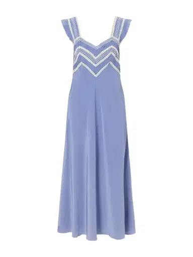 Rixo Bailee Crochet-trimmed Silk-crepe De Chine Midi Dress | Thumbnail 1 Rixo Bailee Crochet-trimmed Silk-crepe De Chine Midi Dress | Thumbnail 1