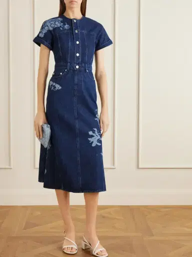 Erdem Floral-print Denim Midi Dress | Thumbnail 2 Erdem Floral-print Denim Midi Dress | Thumbnail 2