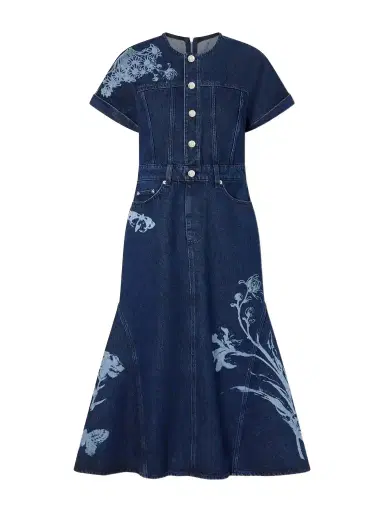 Erdem Floral-print Denim Midi Dress | Thumbnail 1 Erdem Floral-print Denim Midi Dress | Thumbnail 1