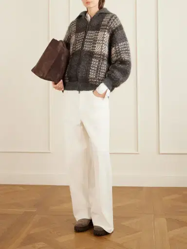 Brunello Cucinelli Sequin-embellished Checked Woven Jacket | Thumbnail 2 Brunello Cucinelli Sequin-embellished Checked Woven Jacket | Thumbnail 2