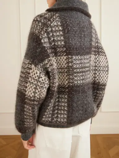 Brunello Cucinelli Sequin-embellished Checked Woven Jacket | Thumbnail 4 Brunello Cucinelli Sequin-embellished Checked Woven Jacket | Thumbnail 4
