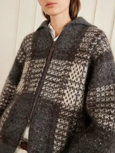 Brunello Cucinelli Sequin-embellished Checked Woven Jacket | Thumbnail 5 Brunello Cucinelli Sequin-embellished Checked Woven Jacket | Thumbnail 5