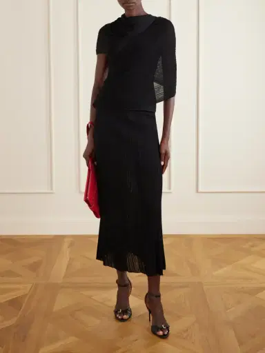 Balmain Plissé-crepe Midi Skirt | Thumbnail 2 Balmain Plissé-crepe Midi Skirt | Thumbnail 2