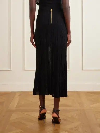 Balmain Plissé-crepe Midi Skirt | Thumbnail 4 Balmain Plissé-crepe Midi Skirt | Thumbnail 4
