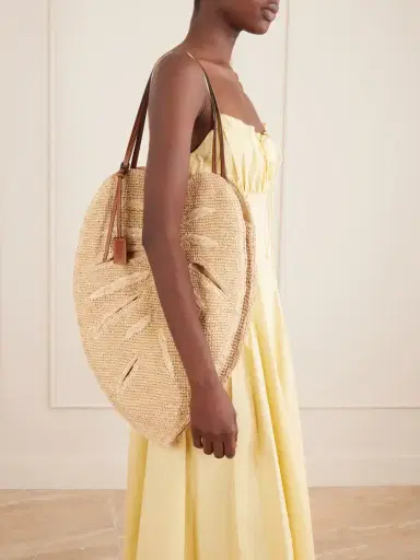 Staud Palm Leather-trimmed Raffia Tote | Thumbnail 2 Staud Palm Leather-trimmed Raffia Tote | Thumbnail 2
