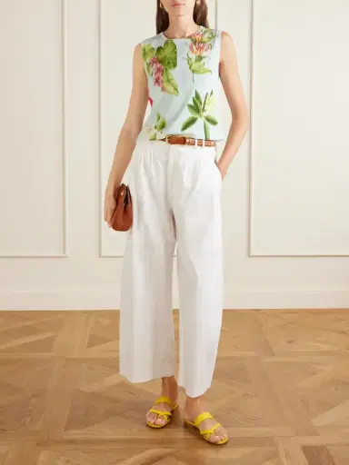 Oscar de la Renta Floral-print Cotton-blend Knitted Tank | Thumbnail 2 Oscar de la Renta Floral-print Cotton-blend Knitted Tank | Thumbnail 2