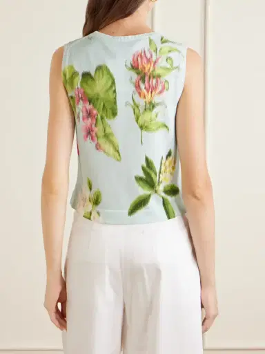 Oscar de la Renta Floral-print Cotton-blend Knitted Tank | Thumbnail 4 Oscar de la Renta Floral-print Cotton-blend Knitted Tank | Thumbnail 4