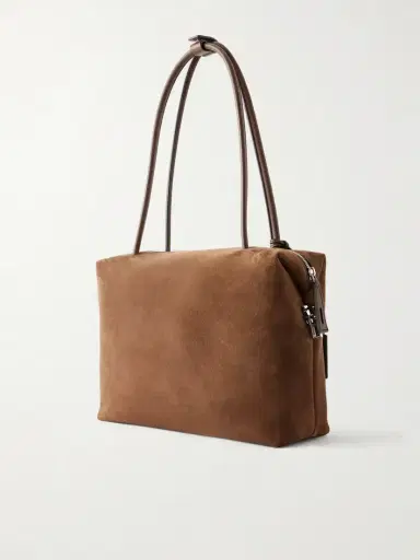 Max Mara Leather-trimmed Suede Shoulder Bag | Thumbnail 4 Max Mara Leather-trimmed Suede Shoulder Bag | Thumbnail 4