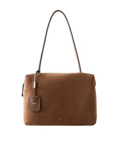 Max Mara Leather-trimmed Suede Shoulder Bag | Thumbnail 1 Max Mara Leather-trimmed Suede Shoulder Bag | Thumbnail 1