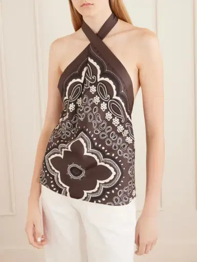 Nili Lotan Solal Printed Silk Halter Top | Thumbnail 3 Nili Lotan Solal Printed Silk Halter Top | Thumbnail 3