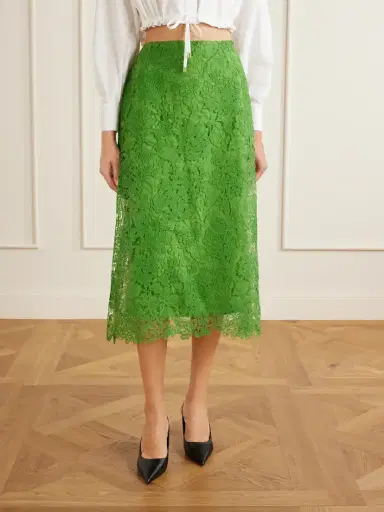 Carolina Herrera Guipure Lace-trimmed Mesh Midi Skirt | Thumbnail 3 Carolina Herrera Guipure Lace-trimmed Mesh Midi Skirt | Thumbnail 3