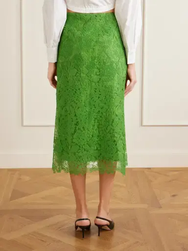 Carolina Herrera Guipure Lace-trimmed Mesh Midi Skirt | Thumbnail 4 Carolina Herrera Guipure Lace-trimmed Mesh Midi Skirt | Thumbnail 4