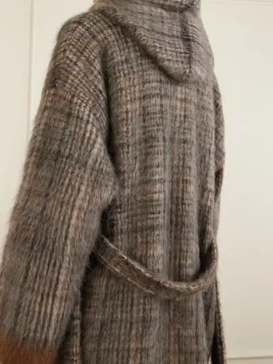 Brunello Cucinelli Scarf-detailed Belted Checked Brushed Wool-blend Coat | Thumbnail 5 Brunello Cucinelli Scarf-detailed Belted Checked Brushed Wool-blend Coat | Thumbnail 5