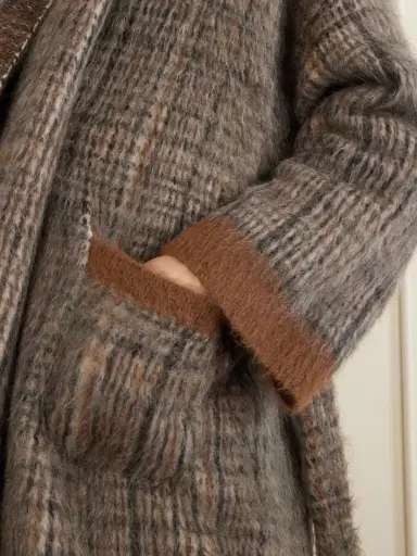 Brunello Cucinelli Scarf-detailed Belted Checked Brushed Wool-blend Coat | Thumbnail 6 Brunello Cucinelli Scarf-detailed Belted Checked Brushed Wool-blend Coat | Thumbnail 6