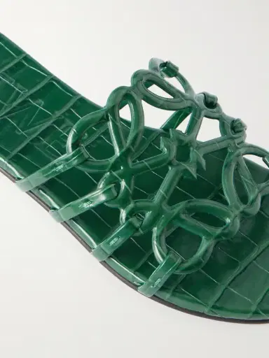 Loewe Petal Anagram Croc-effect Leather Slides | Thumbnail 5 Loewe Petal Anagram Croc-effect Leather Slides | Thumbnail 5