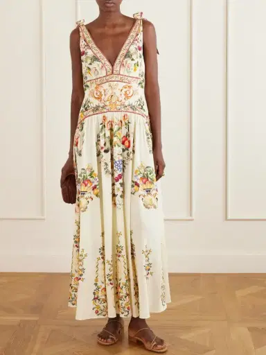 Camilla Printed Embellished Linen And Silk-blend Maxi Dress | Thumbnail 2 Camilla Printed Embellished Linen And Silk-blend Maxi Dress | Thumbnail 2