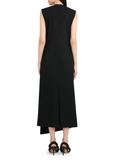 Bottega Veneta Women's Buttoned Sleeveless Shift Midi Dress - Double Black - Size 10 | Thumbnail 5 Bottega Veneta Women's Buttoned Sleeveless Shift Midi Dress - Double Black - Size 10 | Thumbnail 5