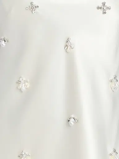 Retrofête Women's Dotty Embellished Satin Mini Dress - Cream | Thumbnail 6 Retrofête Women's Dotty Embellished Satin Mini Dress - Cream | Thumbnail 6