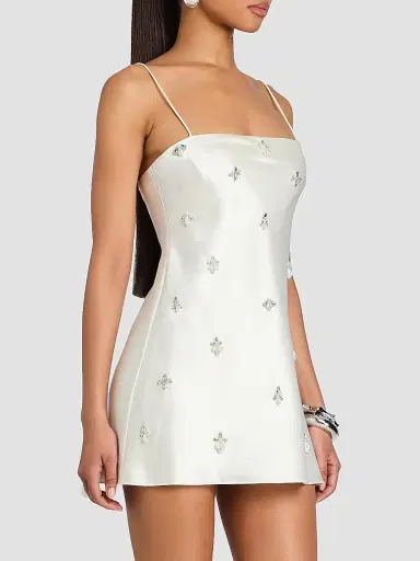 Retrofête Women's Dotty Embellished Satin Mini Dress - Cream | Thumbnail 7 Retrofête Women's Dotty Embellished Satin Mini Dress - Cream | Thumbnail 7