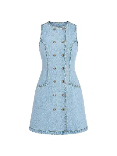 Retrofête Women's Hanna Double-Breasted Denim Mini Dress - Bleeker | Thumbnail 1 Retrofête Women's Hanna Double-Breasted Denim Mini Dress - Bleeker | Thumbnail 1