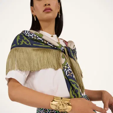 La DoubleJ Reversible Fringe Carré Scarf | Thumbnail 4 La DoubleJ Reversible Fringe Carré Scarf | Thumbnail 4