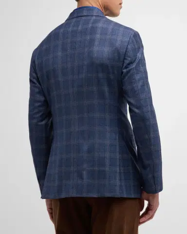 Giorgio Armani Men's Plaid Wool-Cashmere Sport Coat | Thumbnail 3 Giorgio Armani Men's Plaid Wool-Cashmere Sport Coat | Thumbnail 3