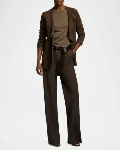 Ralph Lauren Collection Lightweight Suede Ruffle Blazer | Thumbnail 2 Ralph Lauren Collection Lightweight Suede Ruffle Blazer | Thumbnail 2