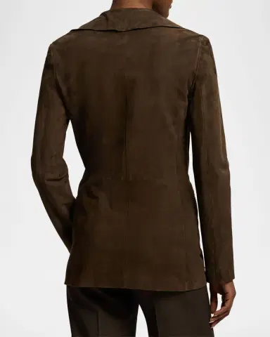 Ralph Lauren Collection Lightweight Suede Ruffle Blazer | Thumbnail 3 Ralph Lauren Collection Lightweight Suede Ruffle Blazer | Thumbnail 3