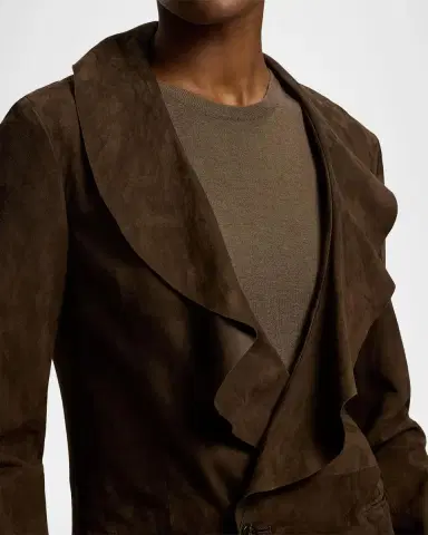 Ralph Lauren Collection Lightweight Suede Ruffle Blazer | Thumbnail 5 Ralph Lauren Collection Lightweight Suede Ruffle Blazer | Thumbnail 5