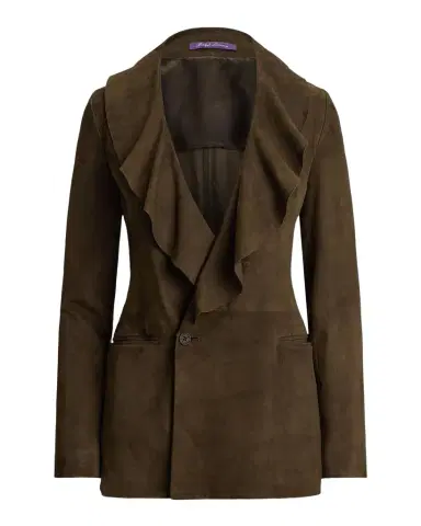 Ralph Lauren Collection Lightweight Suede Ruffle Blazer | Thumbnail 1 Ralph Lauren Collection Lightweight Suede Ruffle Blazer | Thumbnail 1