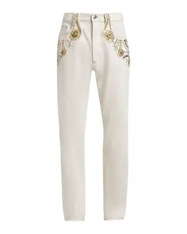Versace Men's Crystal-Embroidered Straight-Leg Denim Jeans | Thumbnail 1 Versace Men's Crystal-Embroidered Straight-Leg Denim Jeans | Thumbnail 1