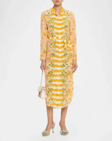 Saloni Molly Printed Long-Sleeve Dress | Thumbnail 2 Saloni Molly Printed Long-Sleeve Dress | Thumbnail 2