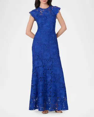 Shoshanna Raven Cap-Sleeve Floral Lace Gown | Thumbnail 2 Shoshanna Raven Cap-Sleeve Floral Lace Gown | Thumbnail 2