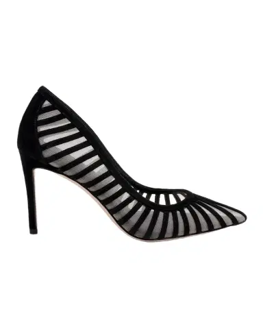 L'AGENCE 85mm Lenox Mesh and Suede Pumps | Thumbnail 1 L'AGENCE 85mm Lenox Mesh and Suede Pumps | Thumbnail 1